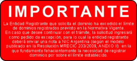 Imagen que te aparece cuando querés registrar un dominio y ya tenés 200 o más.